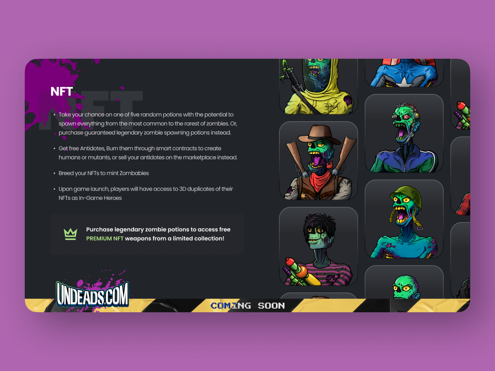 Zombie NFT Pre-Sale Landing — Comic-Style Design for Undeads by vino_costa  for Roobinium on Dribbble