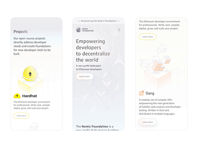 Nomic Foundation — Mobile Website (Light & Dark) ui