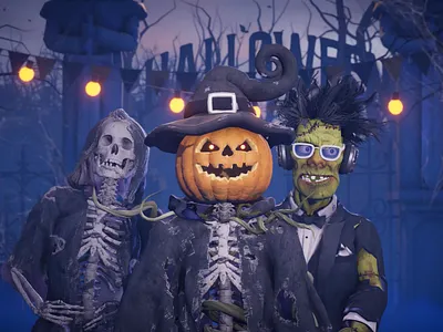 🎃 Halloween party! 3d animation cat character character design clips dance frankenstein halloween halloween party haunted holiday jack o lantern parties pumpkin skeleton skull witch zombie