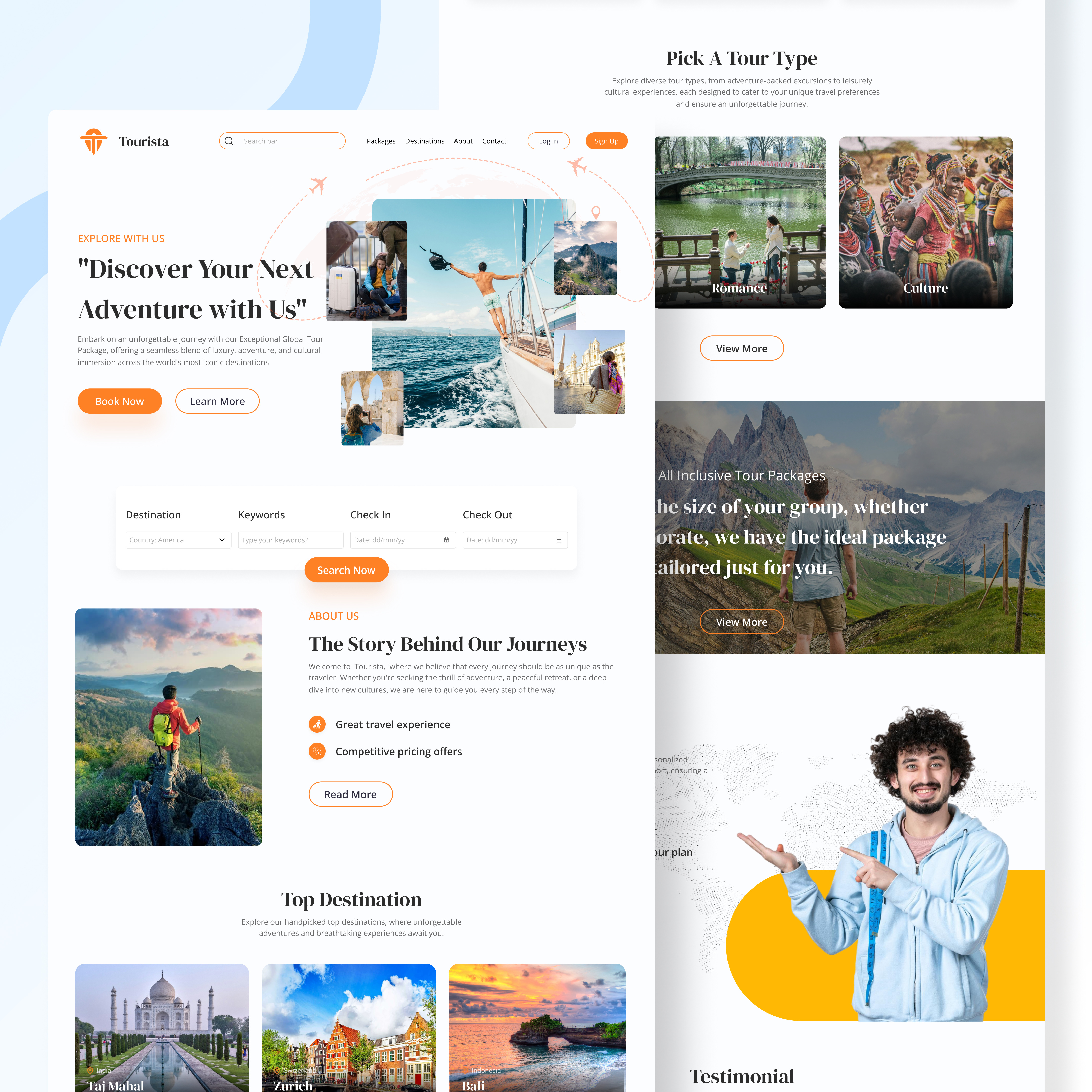 Turista | Travel Agency Website | UI UX Design figma design landing page design responsive design travel travel agency website ui design uiux design ux design website design