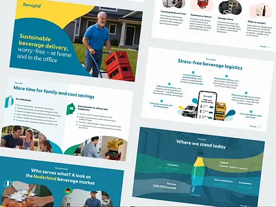 Pitch deck for a beverage delivery company branding design graphic design illustration pitch deck presentation vector