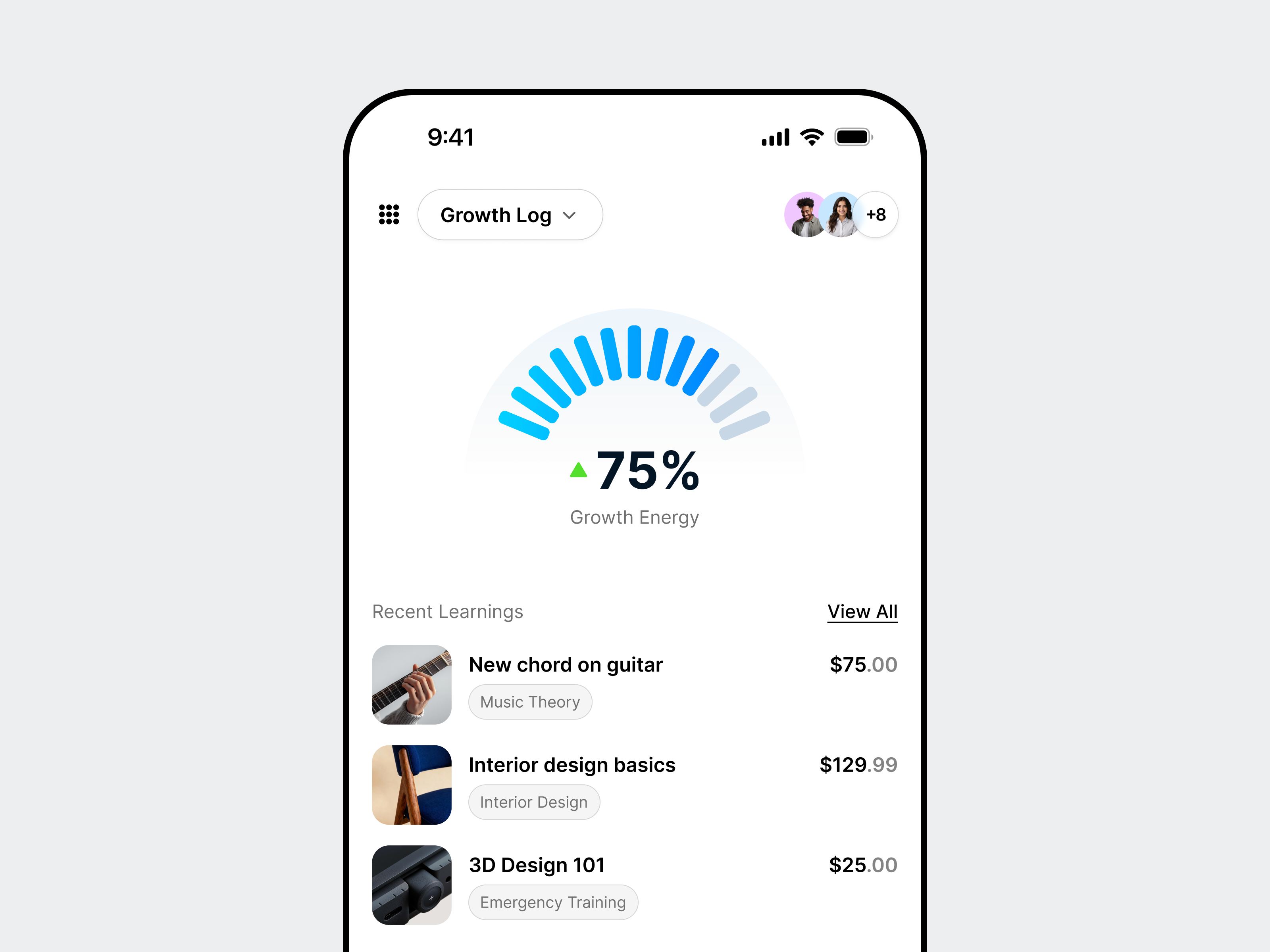 Growth tracker UI app clean growth ios iphone tracker ui user interface