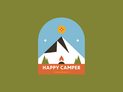 Happy Camper Illustration - Human Nature Designs camp camping design camping illustration camping logo happy camper happy camper design nature branding nature design nature illustration outdoor brand outdoor design outdoor illustration