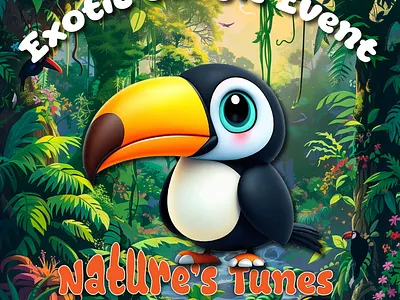 Jungle Event Poster event poster exotic birds jungle event logo poster design
