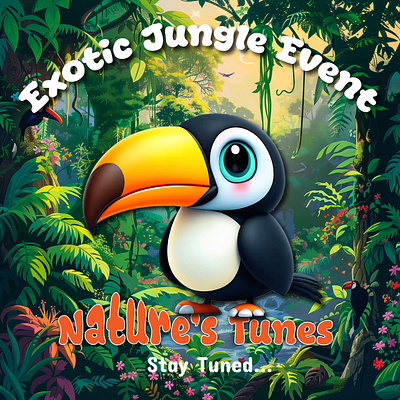 Jungle Event Poster event poster exotic birds jungle event logo poster design