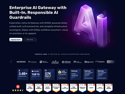 Traefik’s AI Gateway page. Clarity through abstraction. ai branding comparison dark design diagram features graphic design hero illustration isometric marketing table ui web