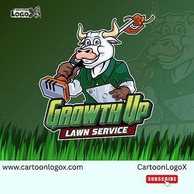 Cartoon Lawn Care Logo | Brand Identity Design by CartoonLogox branding cartoon lawn care logo character branding creative logo design graphic design illustrated logo lawn care branding logo logo design art logo showcase mascot illustratio service brand identity service business logo