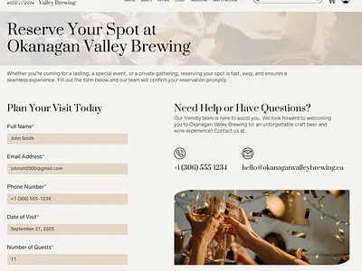 Brewery & Winery Web Design Reservation Page branding design graphic design ui web design website website design