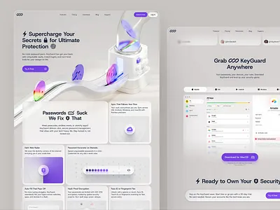 Landing Page Design for Password Manager 3d branding dashboard design design figma graphic design illustration ui web design website website design