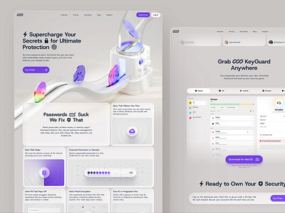 Landing Page Design for Password Manager 3d branding dashboard design design figma graphic design illustration ui web design website website design