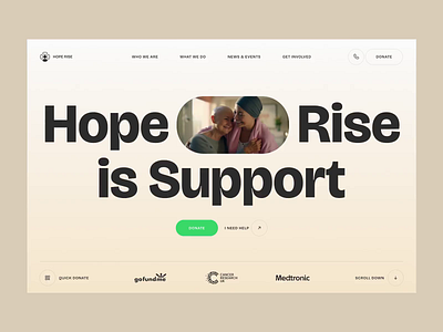 HopeRise - Charity Landing Page Design 3d branding charity landing page design figma graphic design illustration ui web design website website design