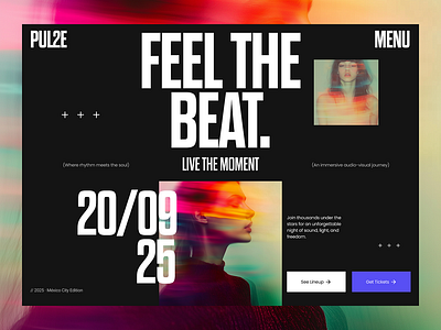 PUL2E beat concert electronic event feel the beat festival hero hero page landingpage live music ui ux