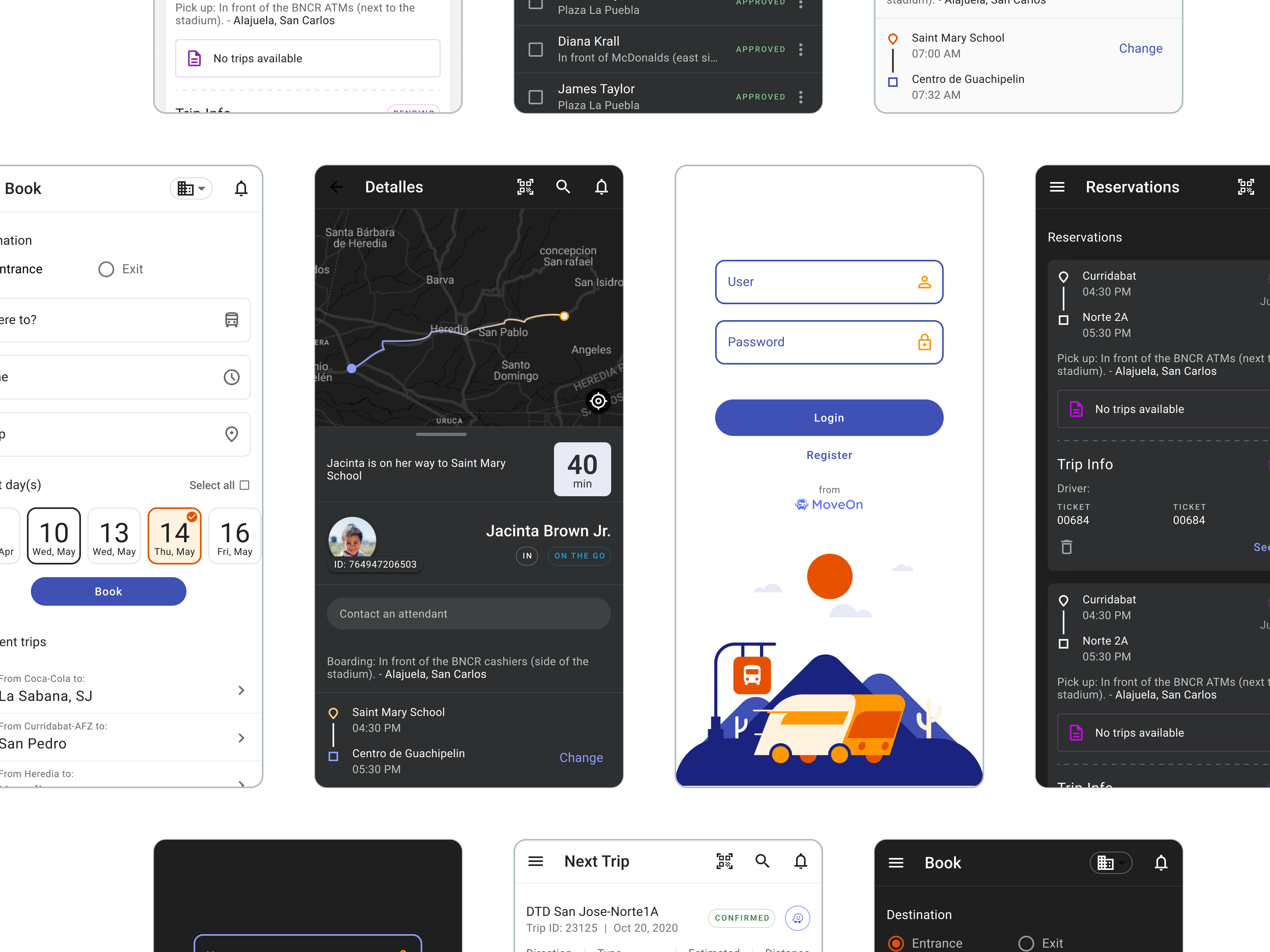 MoveOn PWA mobile screens app branding icons illustration ui