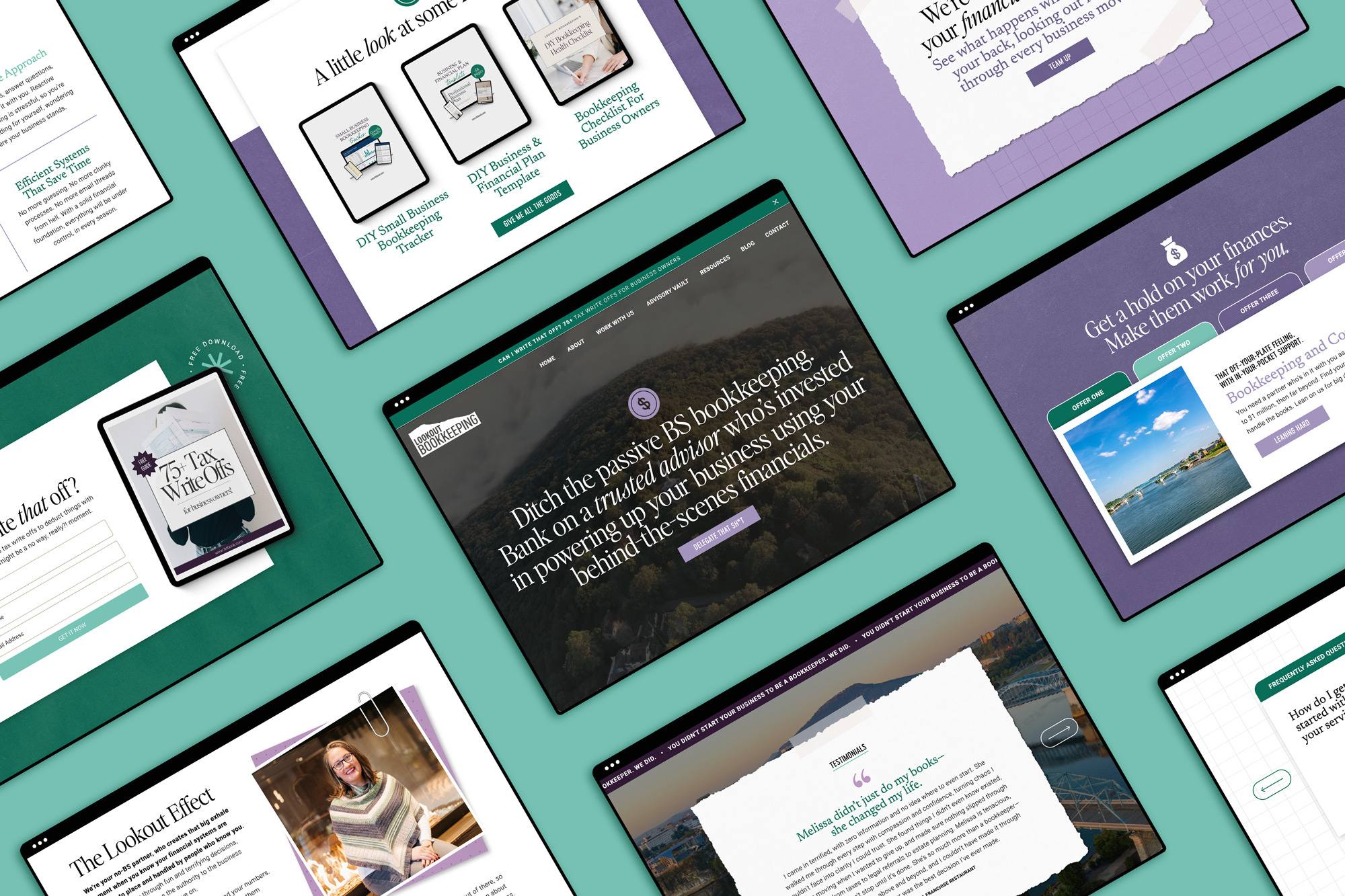 Lookout Bookkeeping Brand + Showit Website Design brand design branding design graphic design logo social media templates typography ui ux vector web design website