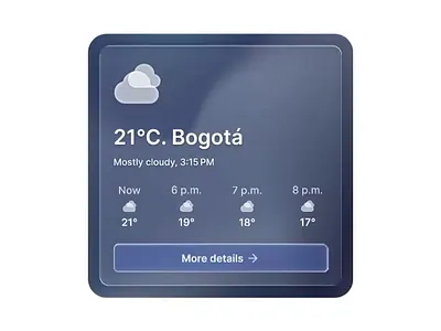 Glassmorphism weather widget card concept animation glassmorphism liquid glass motion graphics ui widget