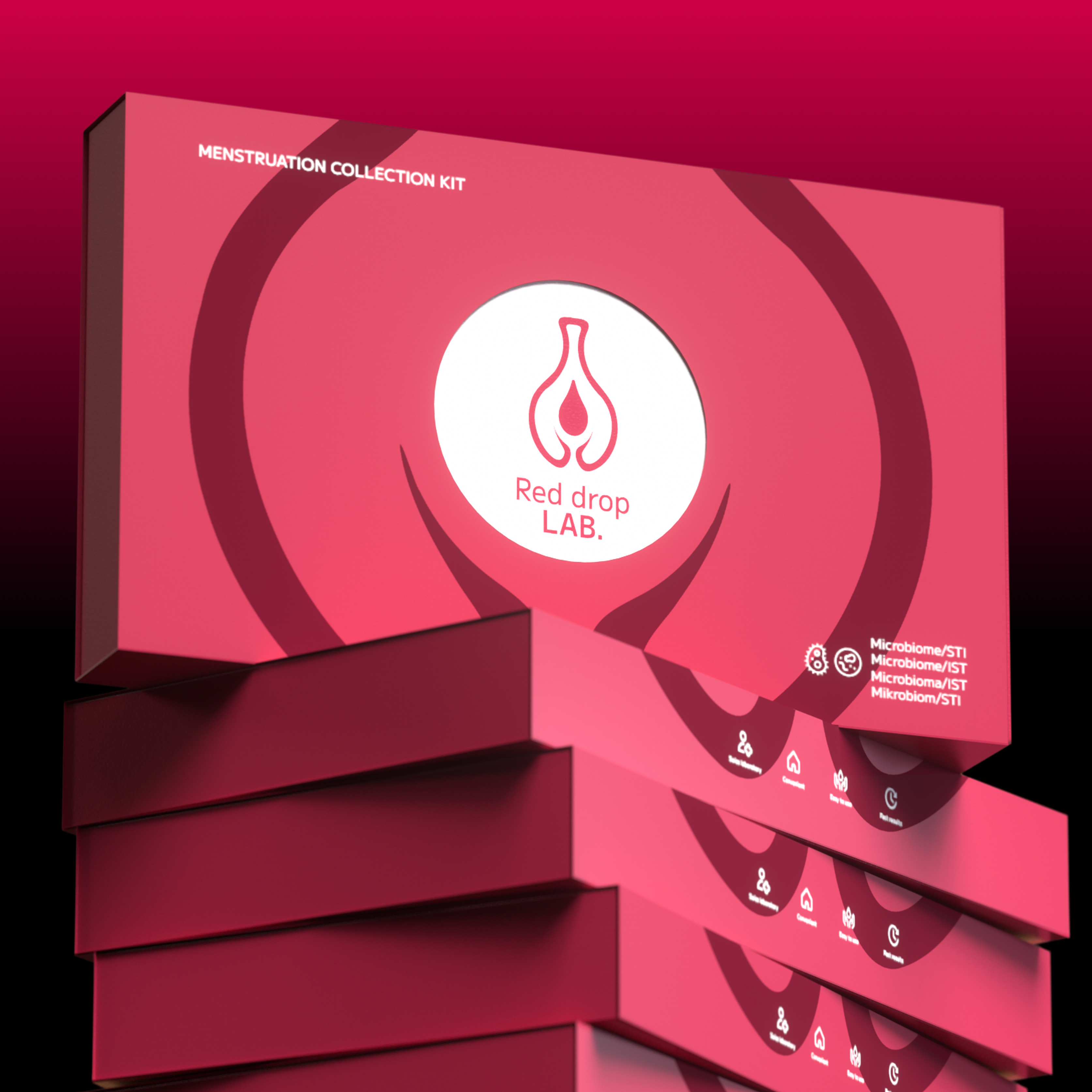 Red drop LAB. - Branding asset in 3D 3d asset branding branding 3d ferr graphic design healtcare healtcare branding illustration minimalist product product 3d