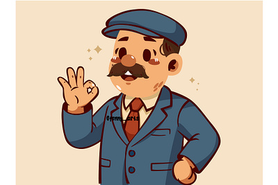 Cartoon Man with Mustache and Hat awareness background barber blue cancer diagnosis disease event hair health male man moustache movement november prevention prostate shave shaving symbol