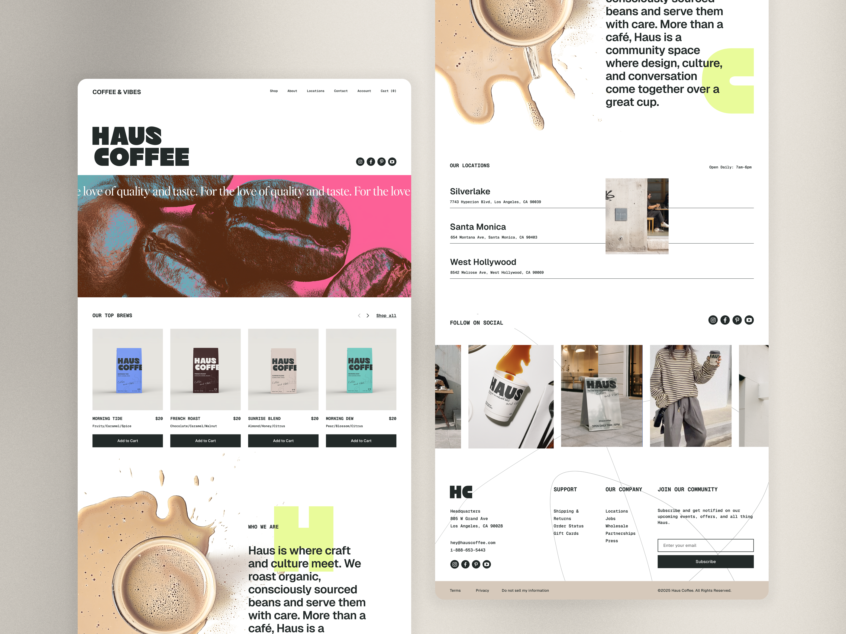 Cafe Landing Page - CBG Website Design art direction bold typography brand identity branding cafe branding cafe website coffee brand cpg brand cpg design ecommerce design ecommerce website editorial layout gen z aesthetic genz landing page lifestyle brand minimal ui design web design website design