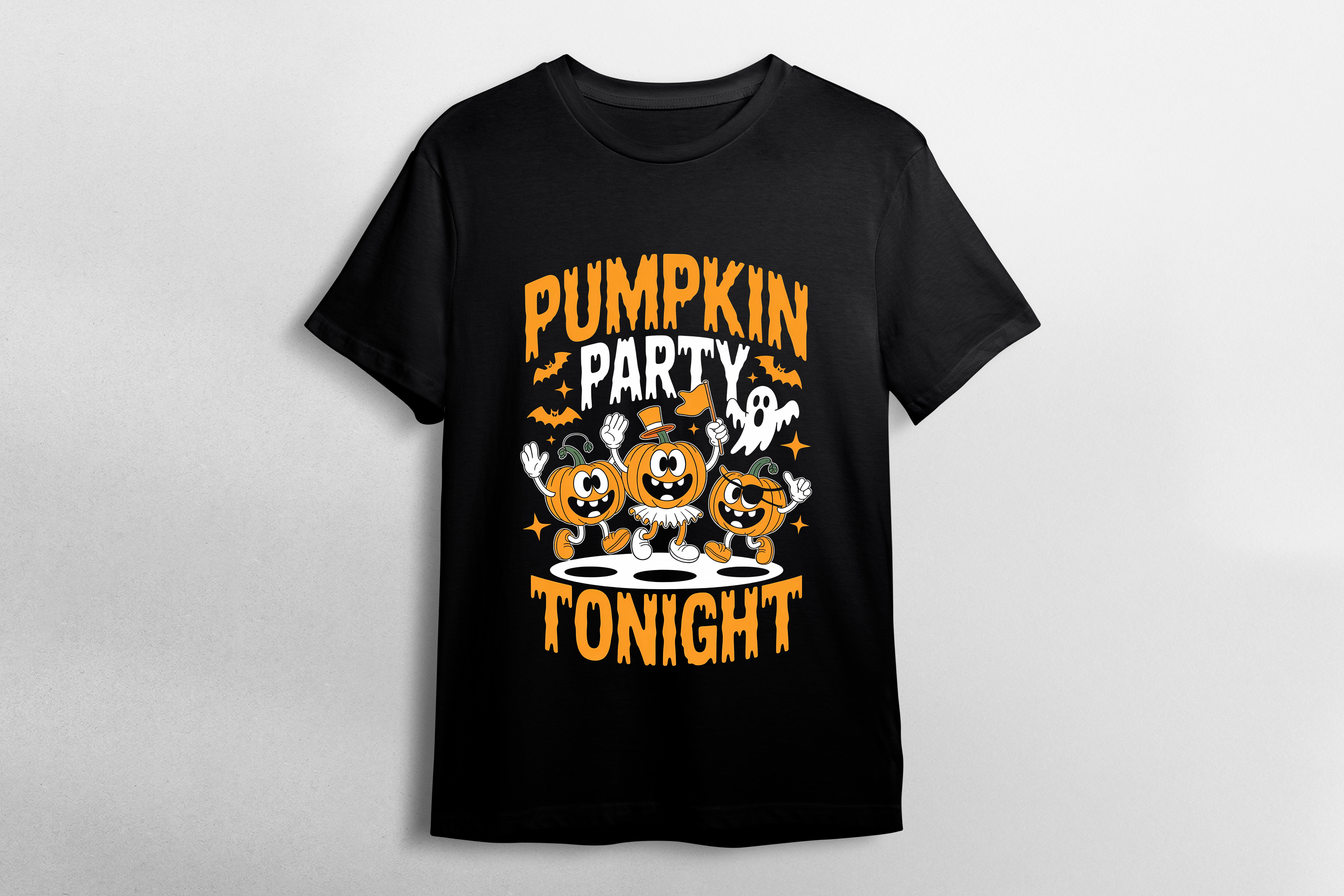 Halloween Pumpkin Party Cartoon T-shirt Design branding design ghost and pumpkin design graphic design halloween halloween cartoon art halloween t shirt design pumpkin party design t shirt design tshirt vector