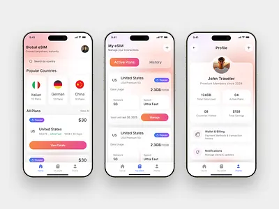 eSIM App Concept ai ai esim app airalo app design dashboard dashboard ui data esim esim web esim website international sim card mobile app plans service provider app sim card telecom telecom app telecom ui travel app wallet