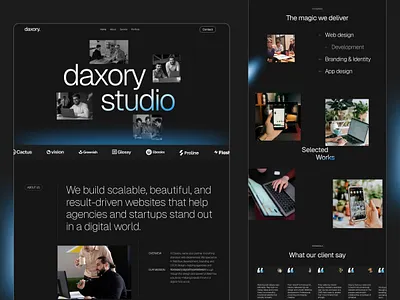 Daxory - Agency Website agency landing page ui agency website black website business website creative website design agency website gradient website graphic design luxury website minimal website modern website ui uiux ux web design website