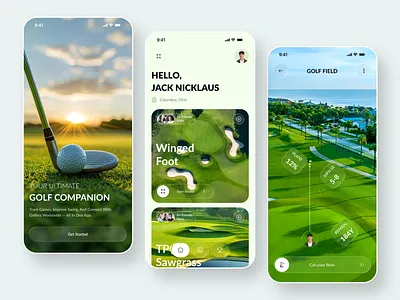 Golf Mobile App Design app concept clean ui concept design golf app minimal design mobile mobile app mobile ui design onboarding screen premium app design sports app ui tracker ux design visual design