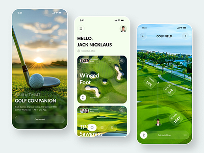 Golf Mobile App Design app concept clean ui concept design golf app minimal design mobile mobile app mobile ui design onboarding screen premium app design sports app ui tracker ux design visual design