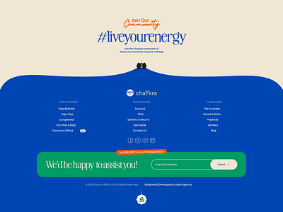 ChaYkra E-commerce | Footer Design & Mobile Responsiveness aboxagency brandidentity design ecommercedesign footer minimal mobilenavigation mobileux saas shopify spiritual ui uiuxdesign ux vibrantcolor webdevelopment wellnessbrand