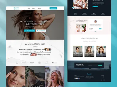 BeautéOptimale Med Spa Website Design beauty branding body contour clean uxui confidence through care holistic beauty landing page modern clinic website optimal beauty productdesign skin rejuvenation treatment ui user interface userexperience ux website wed design wellness clinic youthful appearance