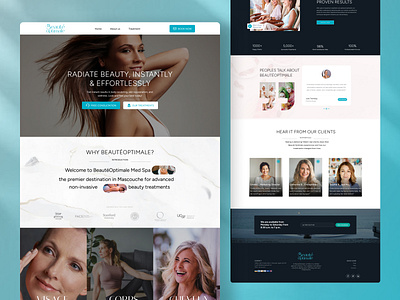 BeautéOptimale Med Spa Website Design beauty branding body contour clean uxui confidence through care holistic beauty landing page modern clinic website optimal beauty productdesign skin rejuvenation treatment ui user interface userexperience ux website wed design wellness clinic youthful appearance