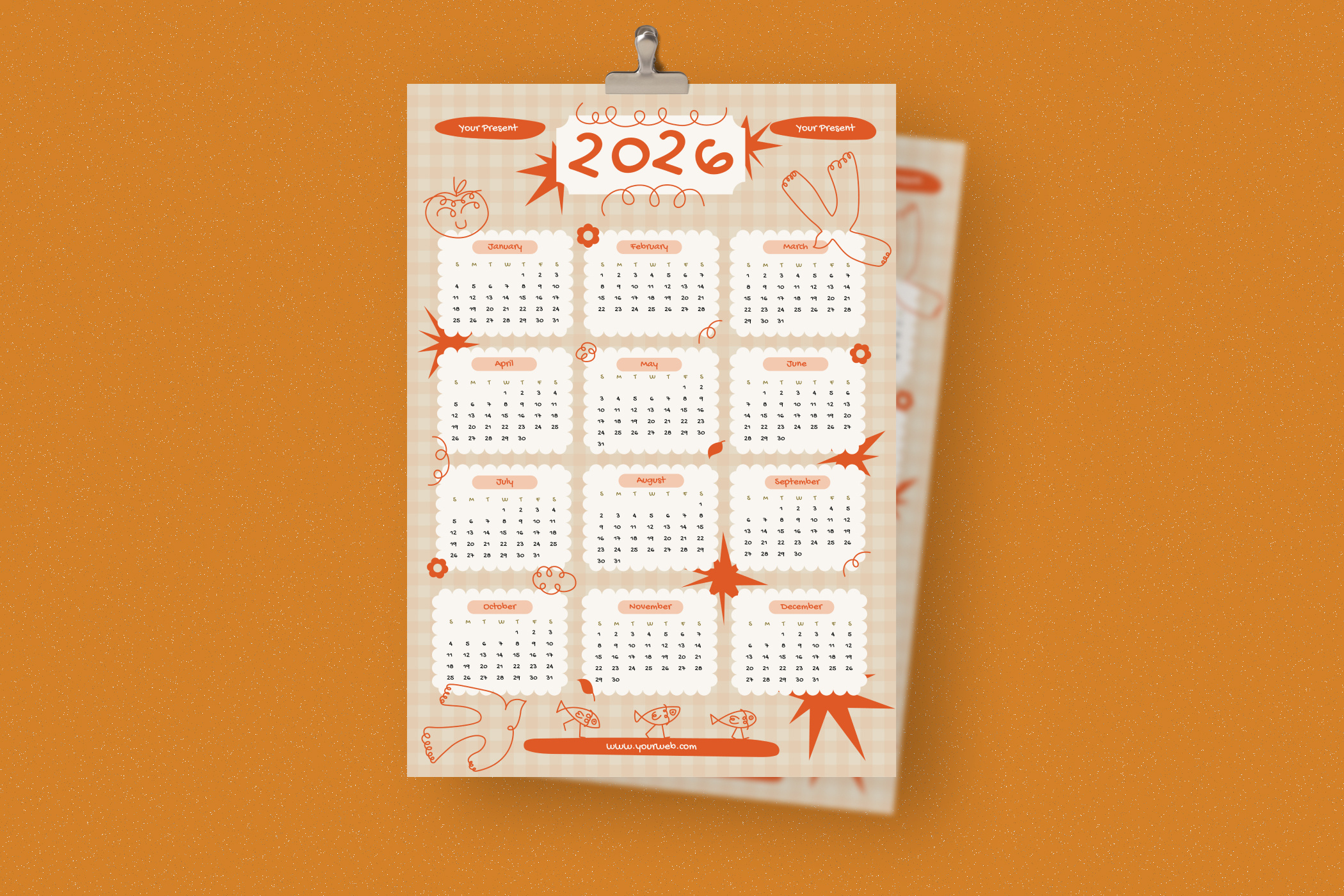 Orange Outline - Calendar retro