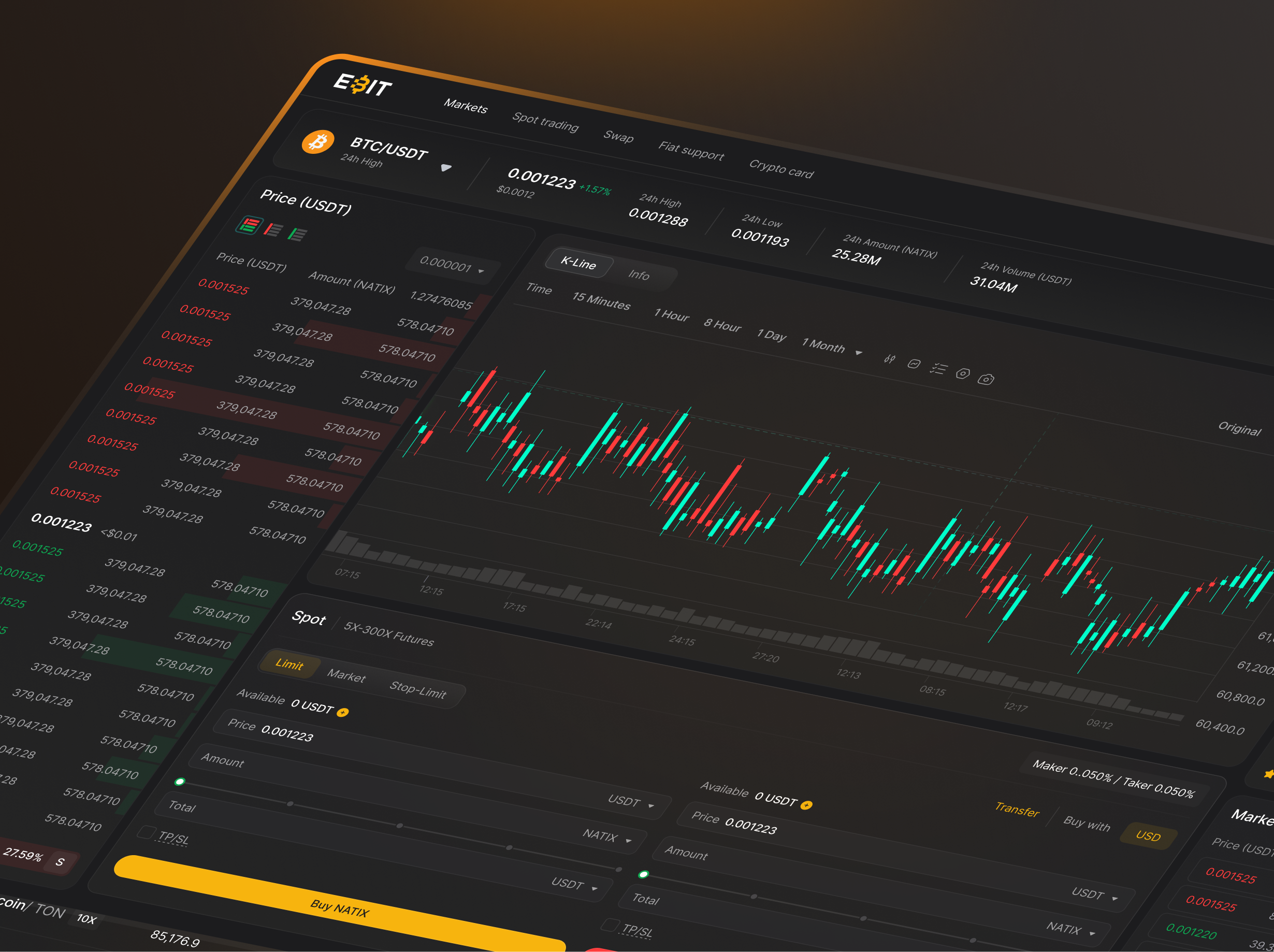 Crypto Trading Dashboard UI/UX Design bitcoin candlestick chart crypto crypto dashboard crypto exchange crypto trading crypto uiux cryptocurrency dark mode dashboard design defi market data product design trading app trading uiux trading web app web app design web design web design