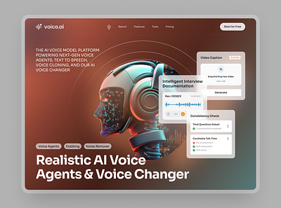 Voice.ai – AI Voice Platform Landing Page UI Design ai dubbing platform ai landing page ai tools website ai ui desgn ai voice changer ai voice generator ai voice platform ai website concept futuristic website ui modern landing page saas landing page text to speech design voice agent platform voice ai ui voice ai website voice assistant ui voice cloning ui