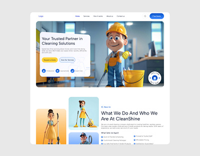CleanShine – Cleaning Service Website Design 3d website clean website cleaning company cleaning website home page landing page modern website design ui design ui ux design uiux user interface web design website