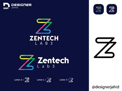 Letter Z L and 3 Combine Zentch lab3 logo design 2025. ai logo alphabet logo branding combination mark logo creative logo design designer jahid designerjahid gradiant logo graphic design illustration letter logo logo monogram logo new logo tech logo technology logo vector zentech lab3 logo zl and 3 logo