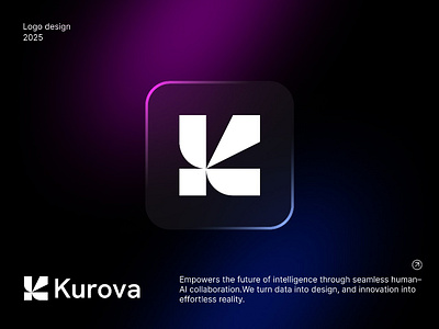 Kurova - AI startup logo, Brand Identity Design ai logo ai startup logo brand identity brand identity designer custom logo fintech logo iconic logo letter k logo logo logo designer modern logo saas logo technology logo timeless logo