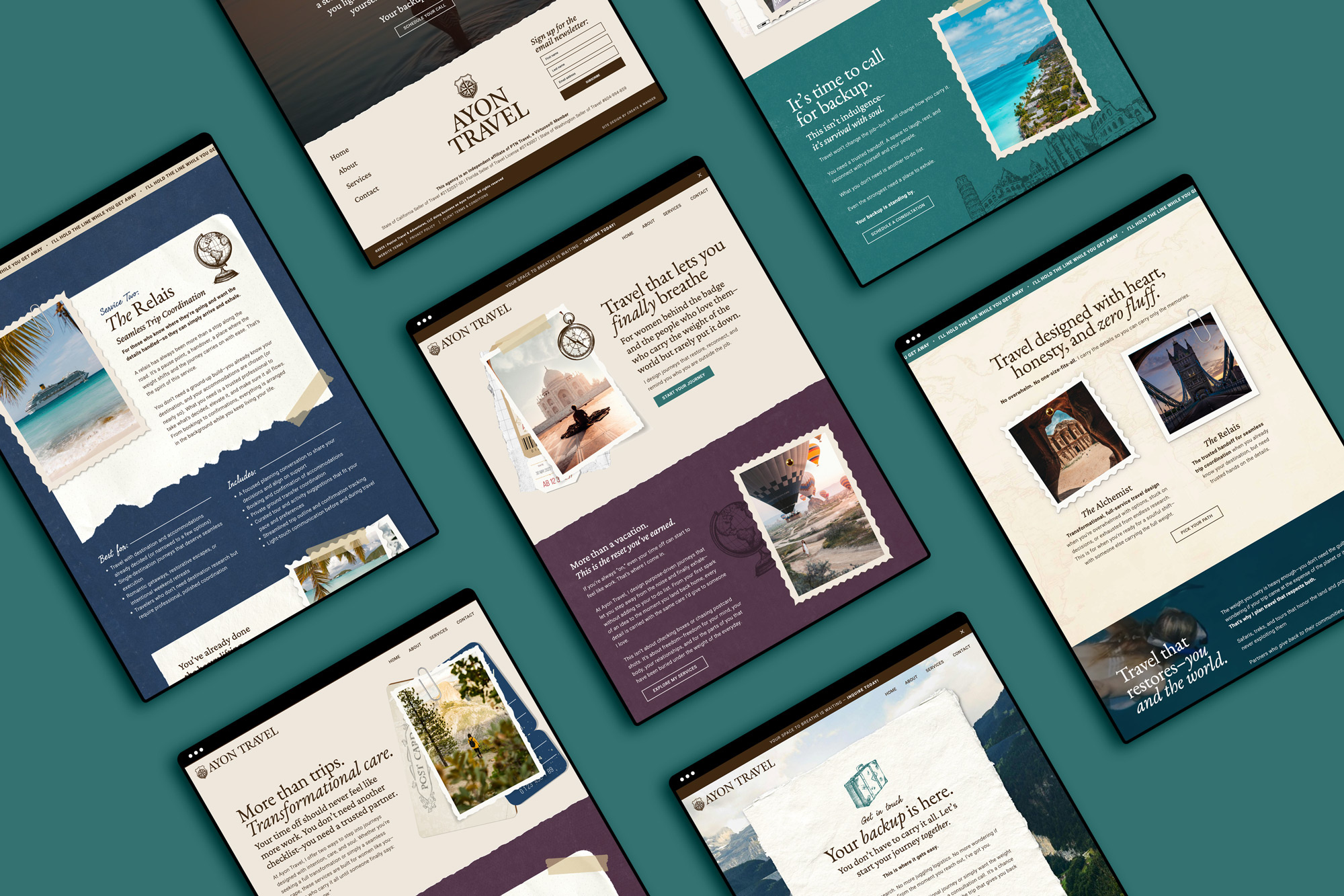 Ayon Travel Brand + Showit Website Design brand design branding design graphic design illustration logo logo design typography ui ux web design website