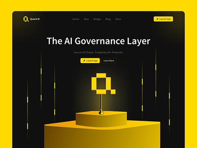 Quack AI – The Future of Decentralized AI Governance ai design brand identity and color balance conversion focused layout creative direction crypto website dark mode design system futuristic interface futuristic web3 landing page ui ux design web3 design
