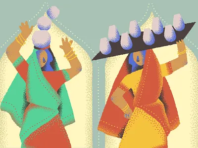 Balanced Business balance editorial illustration india indian illustration indian woman philanthropy sari traditional