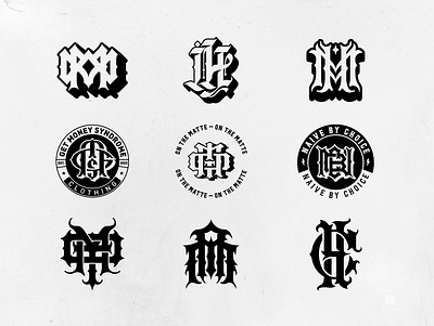 Custom Gothic Monogram Logo Collection for Clothing Brand acronight logo