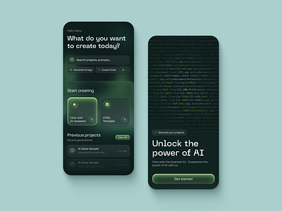 Next-Gen AI Dashboard ai ai design ai interface app design concept design creative tech dark mode digital workspace generating innovation mobile ui design