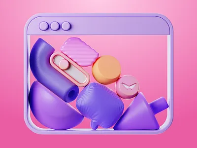 Playful Web Elements – 3D Illustration, CG Experiment 3d 3d art 3d concept design 3d design 3d graphics 3d illustration 3d render 3d visual b3d blender cg cg art cinema4d colorful funny graphic design illustration modern pink purple