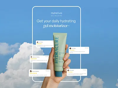 HydraCure- Skincare Product beauty product beauty product website beauty ui brand identity branding care design agency graphic design hydration logo packaging design skincare products ui uiux ux vexo lab