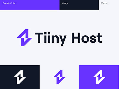 Tiiny Host | Logo Concept arrows bolt branding design dropbox electric file hosting file sharing google drive graphic design lightning logo purple speed vector
