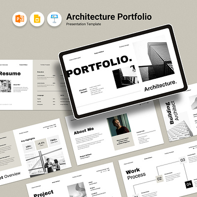 Architecture Portfolio Presentation Template 3d animation architecture architecture portfolio branding design graphic design illustration interior design minimal motion graphics photography portfolio powerpoint presentation template ui