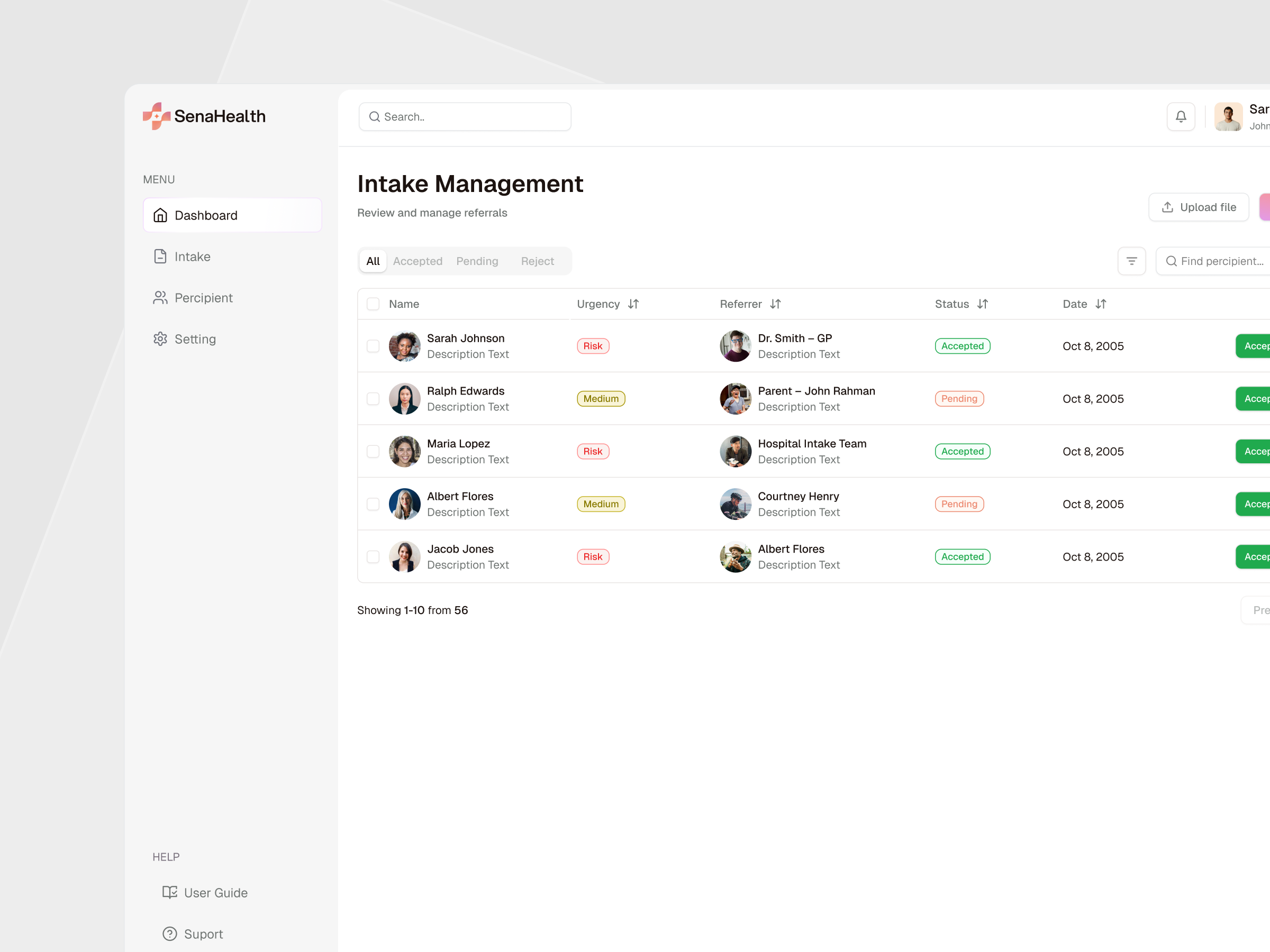 NDIS Management Tool - Intake Management b2b design b2b ux caring community care crm dashboard disability erp health healthtech ux hospital management medical ndis organization caring product design software ui support ui ux