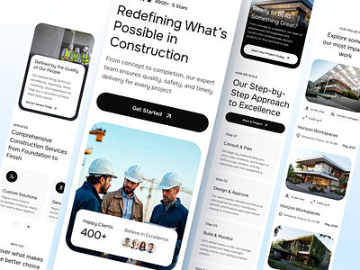 Buildnest - Construction Website adaptive design architecture clean layout construction design grid system interaction landing page minimal mobile mobile ui responsive design ui ui design user interface ux web design website redesign
