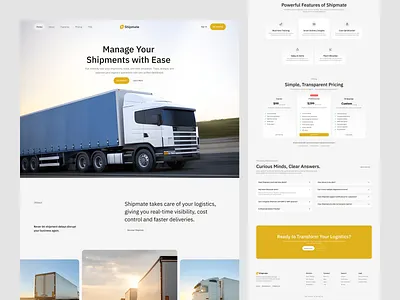 Shipmate - Logistics Company Web Design Landing Page business website container delivery landing page logistic website logistics parcel saas service shipment shipping supply chain tracking transport ui ux ui ux design web design web interface design web ui web ui design