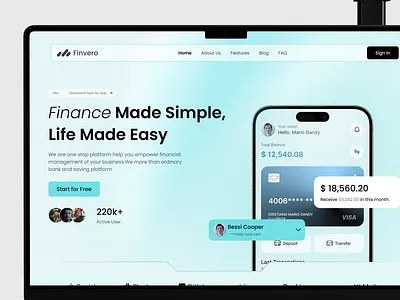 Finance Landing Page Design banking banking landing page finance finance landing page finance websites financial website fintech homepage landing page modern website money management new website saas saas website ui ux wallet webpage website