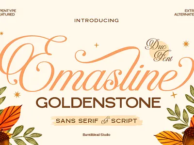 Emasline Goldenstone autumn beauty font custom font duo font elegant elegant duo font font font design font style free font invitation font modern romantic font sans serif sans serif and script script thanksgiving type design vintage font wedding font